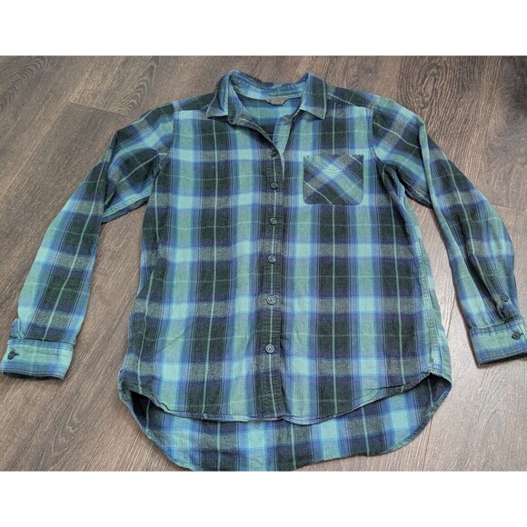 Eddie Bauer Blue Long Sleeve Flannel Button Blouse Shirt Womens Size Small (574) - Picture 1 of 3